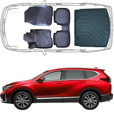 Produktbild von 3D Fußmatten & Obere Kofferraumwanne Auto Set Kompatibel mit Honda CR-V 5.Gen 2018 - 2023
