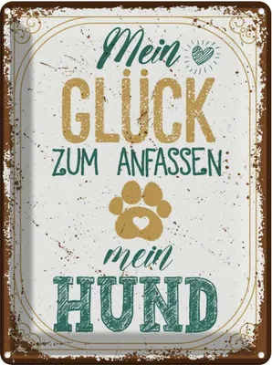 Produktbild von vianmo Blechschild 40x30 cm Mein Glück zum Anfassen Hund Tier Haustier