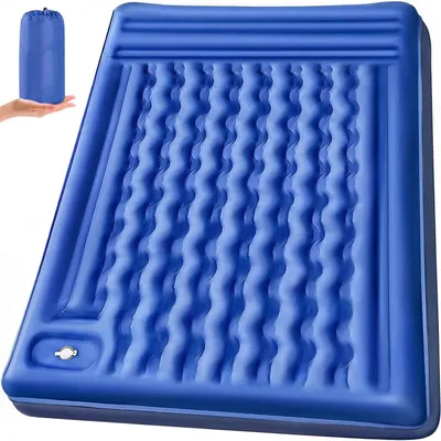 Zdjęcie produktu dla Materac powietrzny dla 2 osoby - dmuchany materac kempingowy - z wbudowaną pompą nożną - przenośny - idealny na camping, wędrówki i wędkarstwo