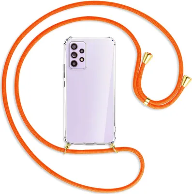 Produktbild von Handykette Backcover-Schutzhülle mit Band (Metall goldfarben) für Samsung Galaxy A53 5G - neonorange