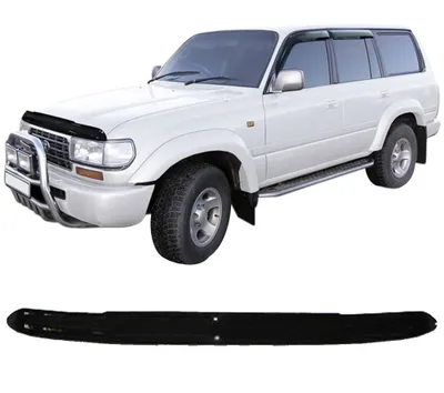 Produktbild von SCOUTT | Motorhaube Windabweiser Insekten Steinschlagschutz Für Toyota Land Cruiser 80 1989-1998, Aerodynamisch, Einfache Montage, Getönt, Spezielle Halterungen Für Die Haube (Ohne Bohren)