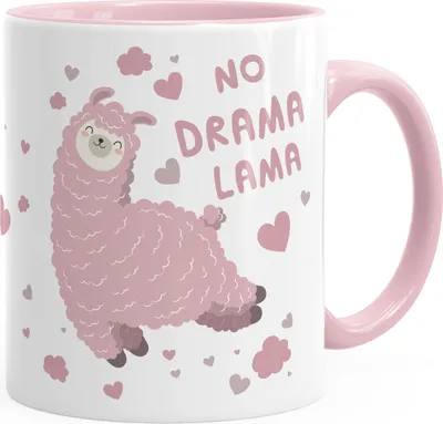 Immagine prodotto di Tazza da caffè che dice no drama lama motivo animale tazza da ufficio rosa tazza da caffè divertente MoonWorks® tazza in Vetroceramica rosa