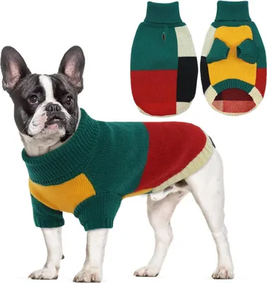 Produktbild von Hundepullover Rollkragen Mittelgroße Hunde Farbblockierung Warm Grün L