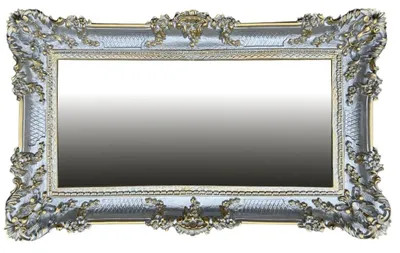 Obrázek produktu pro Barokní nástěnné zrcadlo 96x57 cm s antickými ornamenty ve stříbrné a zlaté barvě