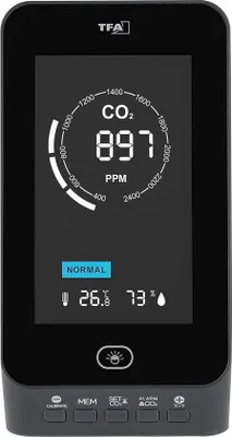 Produktbild von Luftqualitätsmonitor NDIR Einstrahl-Sensor schwarz mit Alarmfunktion