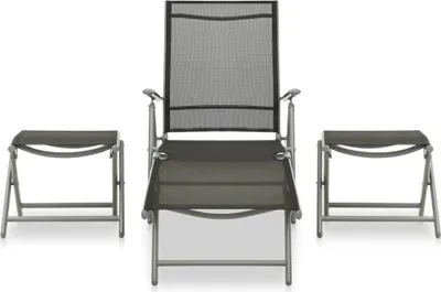 Produktbild von vidaXL 3-tlg. Garten-Lounge-Set Textilene und Aluminium Silbern