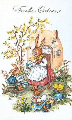 Produktbild von Ostern - Glückwunschkarte mit Briefumschlag - Hasen Eier