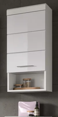Produktbild von Badezimmer Hängeschrank "Shawn" in weiß Hochglanz Badschrank hängend 37 x 79 cm