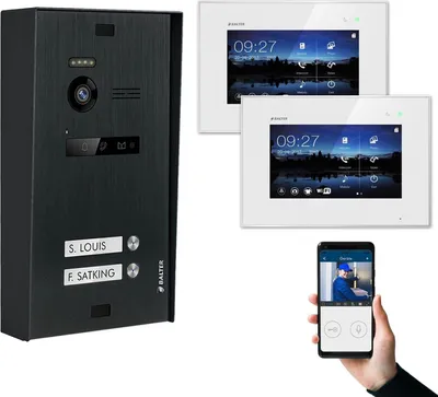 Produktbild von BALTER EVO Aufputz Schwarz 2-Draht BUS 7" WiFi Monitor Weiß Video Türsprechanlage Set 2 Familienhaus
