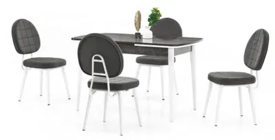 Produktbild von Kompakte Essgruppe Esszimmer Stuhlgruppe Tisch Garnitur Esstisch 4 Stühle 5tlg.