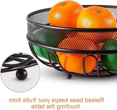 Produktbild von Famanu Obstschale Metall - Obstkorb mit Bananenhalter - Stehende Gemüseablage für die tägliche Küchenorganisation
