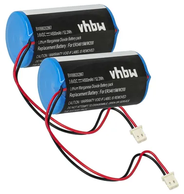 Produktbild von vhbw 2x Batterie Ersatz für Visonic 0-9912-K, ER34615M, ER34615M/W200, 88030498 für Alarmanlage, Alarmsystem (14500 mAh, 3,6 V, Li-SOCl2)