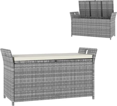 Immagine prodotto di Panca contenitore in rattan sintetico resistente agli agenti atmosferici, con una capacità di 250 litri