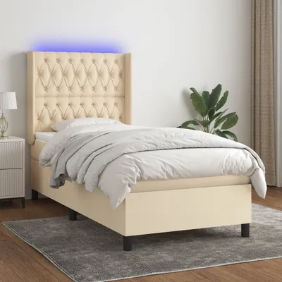 Produktbild von The Living Store Boxspringbett mit Matratze & LED Creme 80x200 cm Stoff