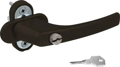 Produktbild von Alu Fenstergriff in Braun RAL 8019 abschließbar - Stiftlänge 35mm