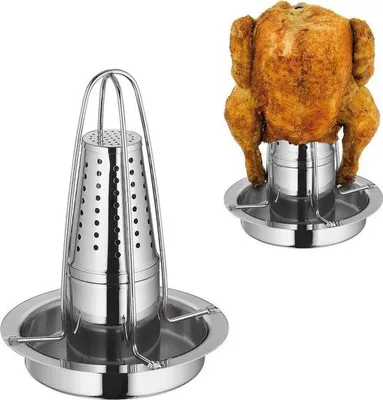 Produktbild von Edelstahl Grillhalter für vertikales Grillen mit Gewürzbehälter