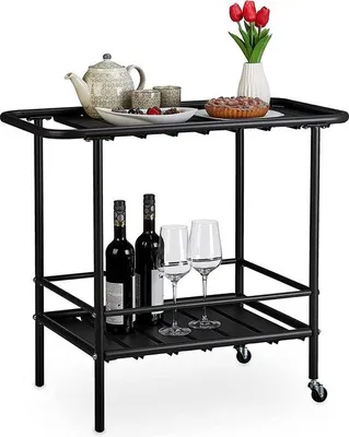 Image de Chariot de service à roulettes, plateau de cuisine, pour la salle à manger, le salon, le télétravail