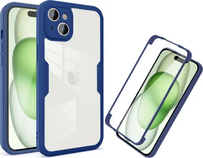 Immagine prodotto di Custodia per iPhone 15, protezione completa a 360° con protezione del display incorporata Blu