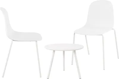Produktbild von CLP 2er Sitzgruppe Berdin Set 1 Tisch 2 Stapelstühle wetterfest UV-beständig weiß