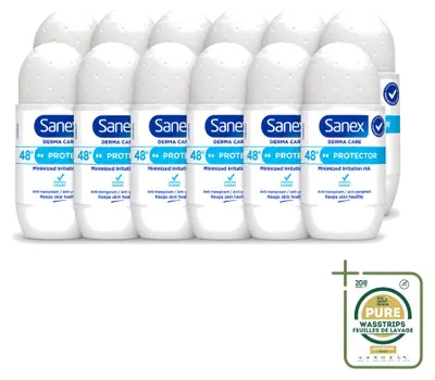Image de 12 déodorants roll-on Sanex Dermo Protector - 53 ml - Pack économique - 12 pièces