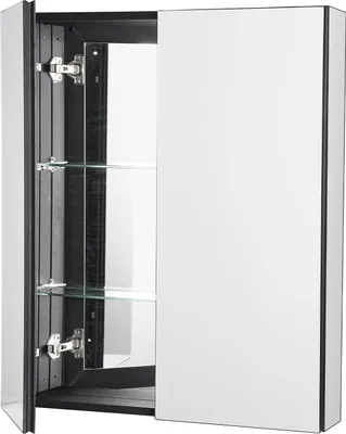 Zdjęcie produktu dla Szafka łazienkowa z lustrem 66x76 cm aluminiowa 2 półki regulowane wisząca