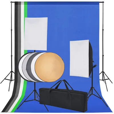 Produktbild von vidaXL Fotostudio-Set 5 farbige Hintergründe & 2 Softboxen