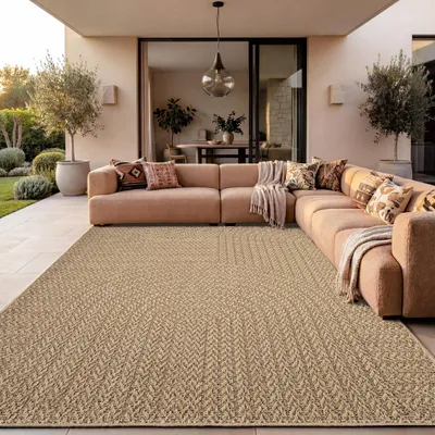 Produktbild von In- & Outdoor Teppich, Terrasse u. Balkon, Wetterfest Einfarbig m. Struktur Grösse 240x340 cm