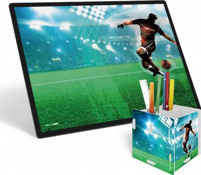 Produktbild von itenga Schreibtischunterlage V1 mit Stifteköcher eckig FUSSBALL