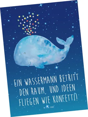 Produktbild von Mr. & Mrs. Panda Grußkarte Wassermann Ideenflug - Sternenhimmel Blau - Geschenk, Postkarte, bildkarte, Tierkreiszeichen, kreativer, Inspiration, Fotokarte, Energie, Ideen
