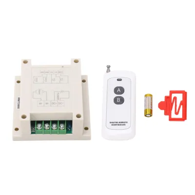 A product shot of a DC motor controller module with its accessories.