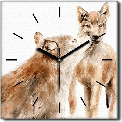 Produktbild von Coloray Uhr auf Leinwand 30x30 cm Wand Uhr Dekoration Wohnzimmer Segeltuch schwarze Hände -Aquarelle Wolfkind.