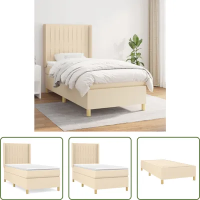Produktbild von The Living Store Boxspringbett mit Matratze Creme 80x200 cm Stoff