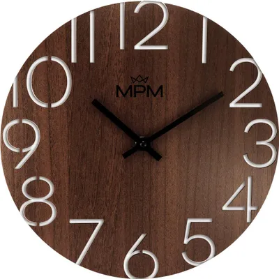Produktbild von MPM-Quality Circle Wanduhr Holz lautlos Dunkelbraun 30 cm