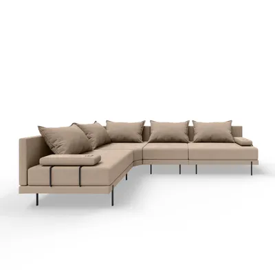 Produktbild von TRADA Gartensofa lounge set L form Bahama M Beige Gartenmöbel set Wasserabweisend Stoff Links