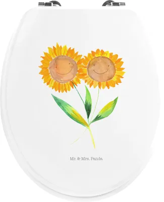 Produktbild von Mr. & Mrs. Panda WC Sitz Blume Sonnenblume - Weiß - Geschenk, Klobrille, Klo-Deckel, Lieblingsmensch, Klodeckel, Freundin, Sonnenblumen, WC-Sitz, Pflanzen, Best Friends