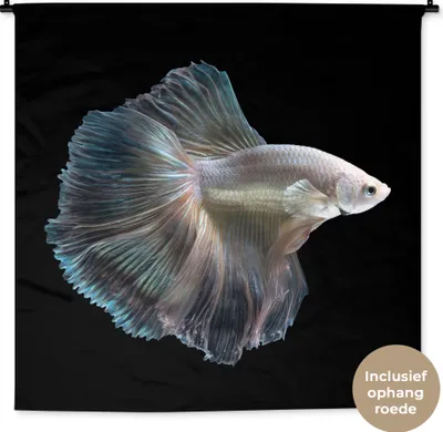 Produktbild von MuchoWow® Wandteppich Wandbehang Fisch - Schwanz - Weiß 120x120 cm Tapisserie Dekoration Wandtuch - Modern - Baumwollgewebe
