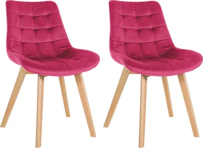 Produktbild von CLP 2er Set Esszimmerstühle Brook mit Samtbezug rot