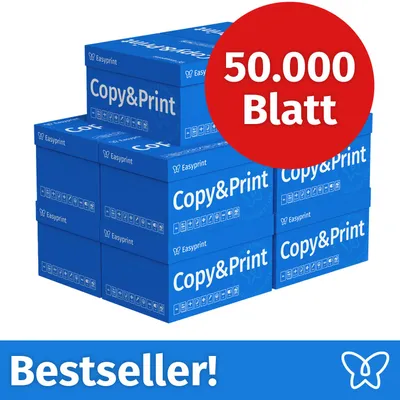 Produktbild von Easyprint Druckerpapier Kopierpapier 50000 Blatt 100 x 500 A4 Premium Hochweiß CIE 160 PEFC