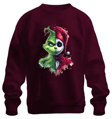 Produktbild von Grinch Jack Skellington Weihnachten Totenkopf Geschenk Sweatshirt Pullover, Burgundy, 3XL