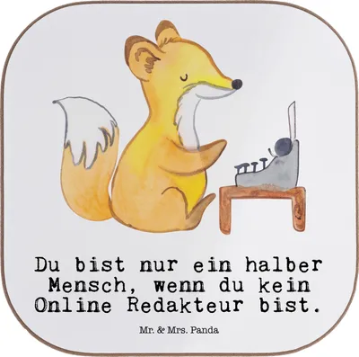 Produktbild von Mr. & Mrs. Panda Tischuntersetzer Online Redakteur Herz - Weiß - Geschenk, Coaster, Design Untersetzer, gläseruntersetzer, bieruntersetzer, für Gläser