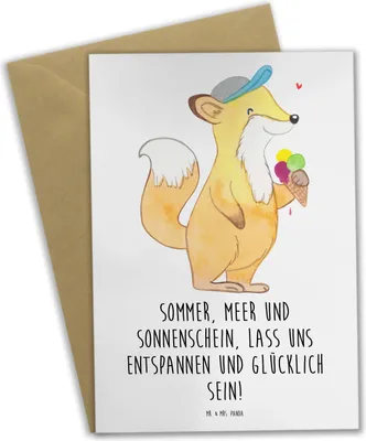 Produktbild von Mr. & Mrs. Panda Grußkarte Sommer Meer Strand - Weiß - Geschenk, einladungskarten, Designs, Urlaub Am, Küstenurlaub, weihnachtskarten, Motive, Strandurlaub, osterkarte