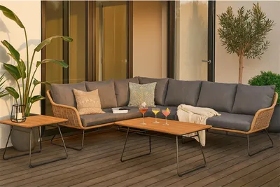 Produktbild von Gartenlounge Set Monaco Ecklounge, Polyrattan, grau, für 6 Personen