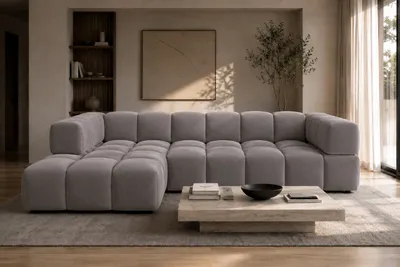 Produktbild von Kaiser Möbel Ecksofa L-Form, Veloursstoff Bluvel, Aschgrau, Links, Averro XL