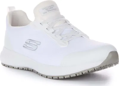 Produktbild von Skechers Work Squad SR Frauen Leichtgewichtige Masche Elastische Spitze Turnschuhe Weiß – 7 Großbritannien - 40 EU - 10 US / Weiß