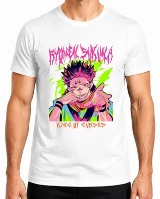Imagen del producto de Camiseta para hombre, estilo anime, con diseño de Ryomen Sukuna (Jujutsu Kaisen), "Rey de las Maldiciones", color blanco, talla XL