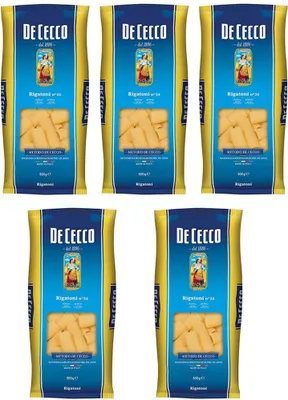 Produktbild von 5x Pasta De Cecco 100% Italienisch Rigatoni n. 24 Nudeln 500g