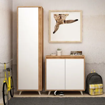 Produktbild von Skye Decor, Omninde- OmnindeMDD, Eichenfarbig,,Weiß, Schuhschränke, 100x80x35 cm, 100% Melaminbeschichtete Partikelplatte