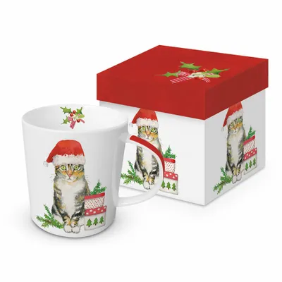 Produktbild von Tasse Henkelbecher Katze Weihnachten
