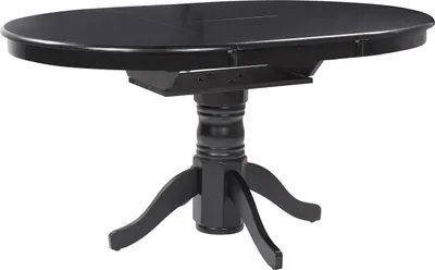 Produktbild von BELIANI Esstisch Schwarz MDF-Tischplatte Rund 106x106 cm Ausziehbar 150x106 cm Oval Holzbeine Mittelfuß für 6 Personen Skandi Esszimmer Ausziehtisch