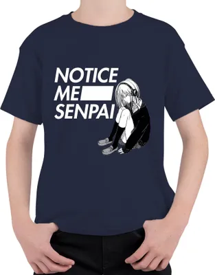 Zdjęcie produktu dla NOTICE ME SENPAI Anime Manga Girls Słuchawki Kawaii Otaku Japan Uni  Koszulka dziecięca, Granatowy, 140